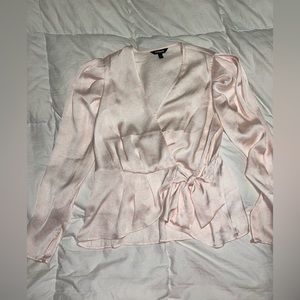 Pink Satin Wrap Blouse Express